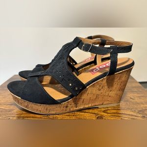 Pop Womens Dark Navy Dareese Wedge Sandals Size 9
